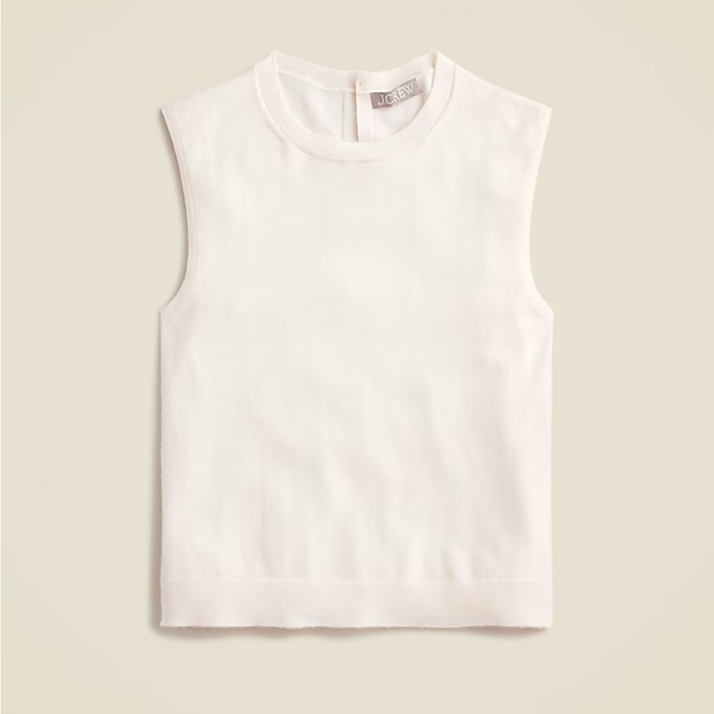 NWT J CREW Featherweight cashmere-blend cropped sweater shell in Ivory - Picture 8 of 10